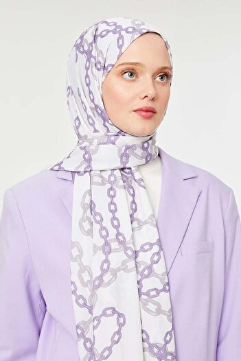 Levidor Violet Chain Pattern Mono Shawl