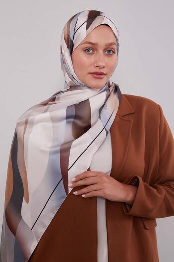 Levidor Milky Coffee Abstract Pattern Twill Shawl