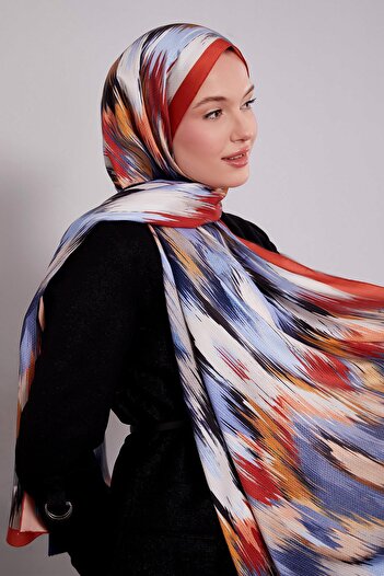 Levidor Orange Variegated Pattern Twill Shawl