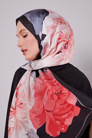 Levidor Yavruağzı Lotus Pattern Indian Silk Shawl