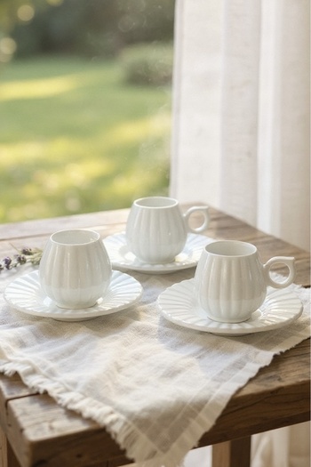 Yumuk Shop 6-Person 12-Piece Luxury Pure White Coffee Cup Set