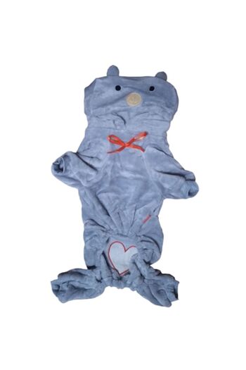 Vision XXI Plush Coat with Paw Prints for Pets with Elastic Cuffs and Hood, Vision XXI, Gray, L