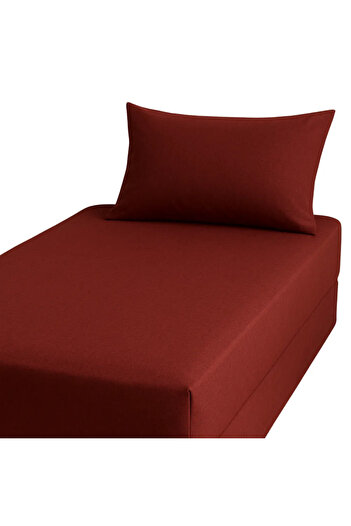 Kovar Single Fitted Bed Sheet Set 90X190cm With Pillow Cover 50X75cm- Maroon