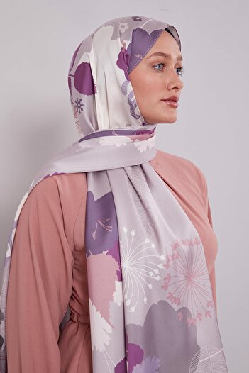 Levidor Purple Floral Pattern Twill Shawl