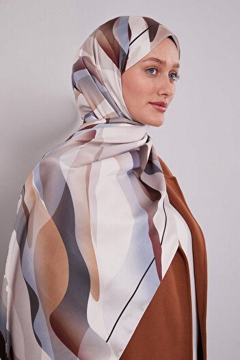 Levidor Milky Coffee Abstract Pattern Twill Shawl