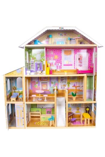 ideal STORE Luxury Wooden Doll House by - 4 Levels, 8 Spacious Rooms