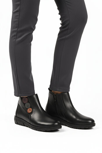 Voyager Black Genuine Leather Anatomical Non-Slip Sole Women's Boots Z406 Z