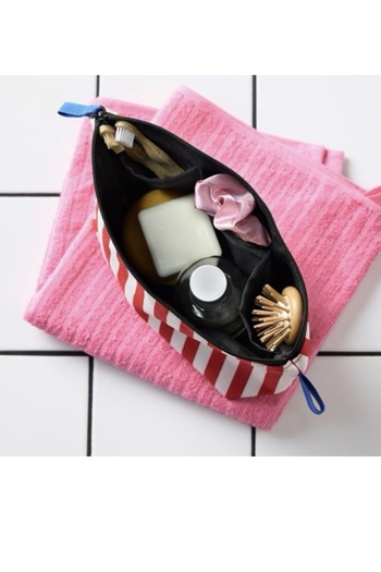 IKEA Skogssallat Toiletry Bag Red-White Striped