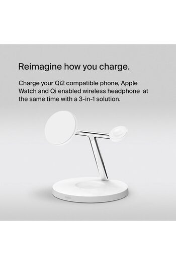 Belkin BoostCharge Pro 3-in-1 Wireless Charger with Qi2 for iPhone 17, Air, 16, 15, 14, 13, 12 + App