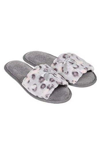 Aneliz Gray Slippers with Animal Print Design for Women