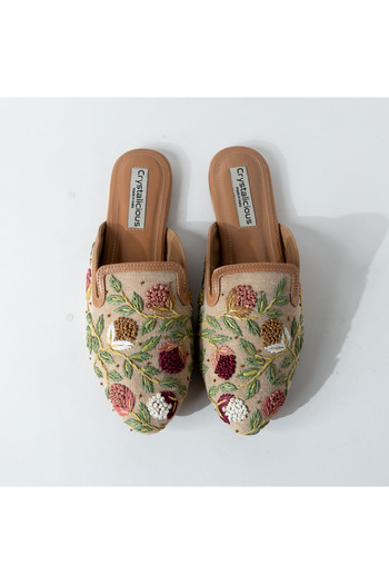 crystalicious Sage Mule Flats Handcrafted Design Comfort And Chic, 100% Animal-Free Material