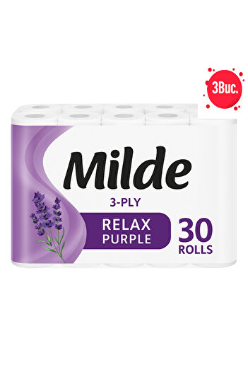 Milde X3-Milde Toilet Paper 30 Rolls 3 Layers Relax Purple