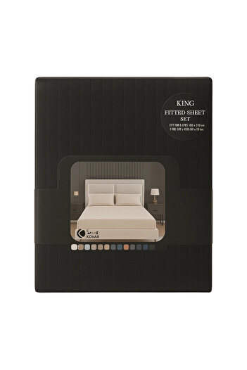 Kovar King Size 3pcs Fitted Bed Sheet Set 200X200cm With Pillow Cover 50X75cm- Black