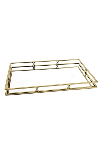 Mikasa Moor Gold Metal Rectangular Mirrored Tray 56X36X5Cm