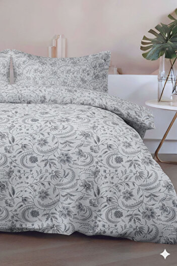 FAVORA Odeon Double 100% Cotton Duvet Cover Set - Gray