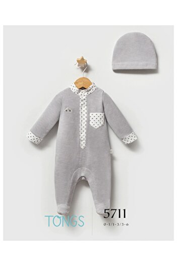Tongs Baby Boy King Boy Jumpsuit Gray Color Winter Jumpsuit