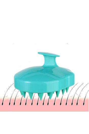 ThermoZen Silicone brush, hair massage, cleansing, scalp toning, hair growth stimulation, turquoise