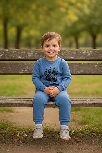 Merdia Boy's 3 Thread Inner Lined Tracksuit Set with Claw Print