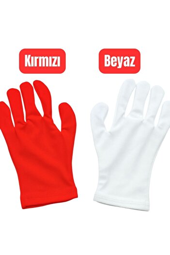 AXE SPORTSWEAR Children's Red and White Color & Band & Pantomime & Performance & Ceremonial Gloves