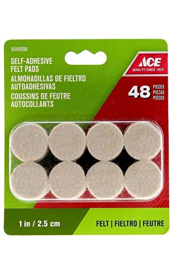 ACE 48 Pieces of Heavy-Duty Self-Adhesive Felt Pads, Beige, 2.5 cm