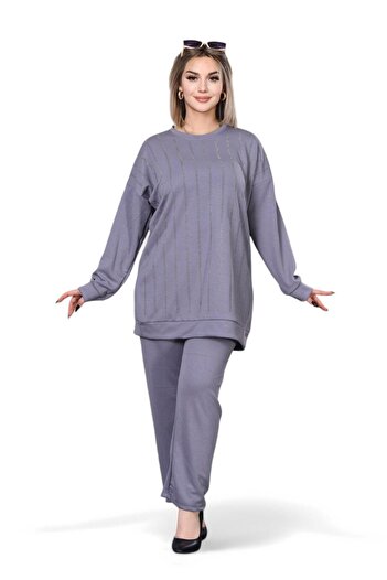 NEWCO Modal Fabric Stone-Embroidered Comfortable and Flexible Fit Double Top and Bottom Set Battal -1645P