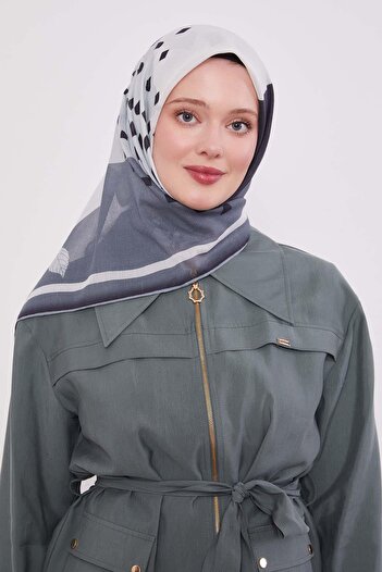Levidor Gray Leaf Pattern Cotton Scarf