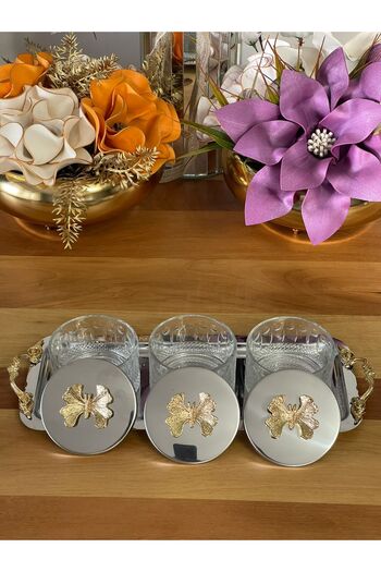 P&ORA PREMIUM KITCHEN PRODUCTS Butterfly Detailed Glass Spice Rack Set