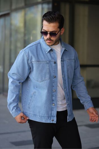 LTC Jeans Men's Regular Fit Buttoned Vintage Light Blue Denim Jacket