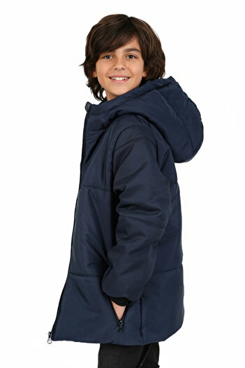 JARMO KİDS Boy's Hooded Puffer Jacket (Fur Lined, Water and Windproof)