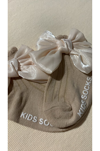 Honeybeeatelier Organza Bow Detailed Cotton Socks