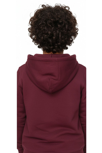 None MTA Sport Kids Hoodie, 8-16Yrs, Solid Burgundy Fleece