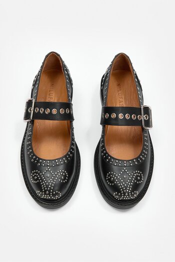 NILUFARR Mirabel Black Genuine Leather Trock Women's Loafer
