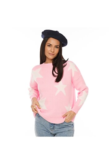 ElectraStore Pink Sweater With White Stars