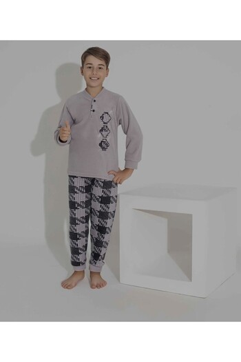 Tarık Long Sleeve Father-Son Fleece Fabric Winter Warm Pajama Set-(Sold Separately)