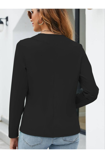 JANES Women's Long Sleeve Open Front Imported Crepe Blazer Jacket