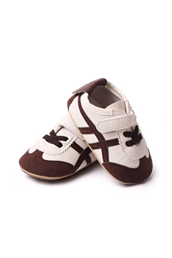 BebeNou Ivory and Brown Sneakers for Boys MDBL2349-2-c1