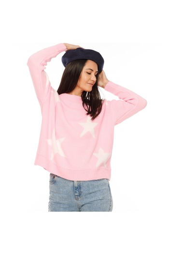 ElectraStore Pink Sweater With White Stars