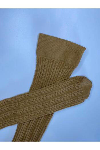 DÜVEN Knit Embossed Knitwear 200 Denim Patterned Thick Winter Nude Knee-Length Pantyhose