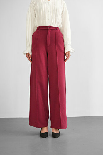 Molly Nelly Women's Thick Stretchy Wide Leg Ribbed Palazzo Pants
