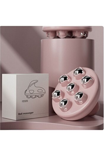 ThermoZen Special massage brush, body care, toning, relaxation, 7 rotating balls, pink