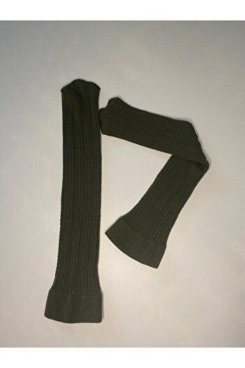 DÜVEN Knit Embossed Knitwear 200 Denim Patterned Thick Winter Khaki Knee-Length Trouser Socks