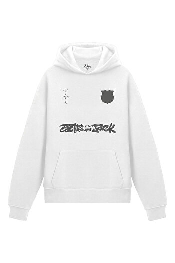 Edizen Travis Scott Cactus Jack Barça Hoodie Unisex Oversize 100% Cotton White Hooded Sweatshirt