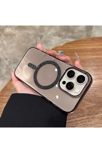 EDELFU iPhone 16 Pro Max Glitter Non-Yellowing Hard Mica Protective Cover Magsafe Case (Not Silicone)