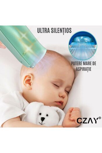 CZAY CZAY® Ultra Silent Baby Hair Clipper, Hair Suction, Stainless Steel Blades, Wireless, Storage Compartment