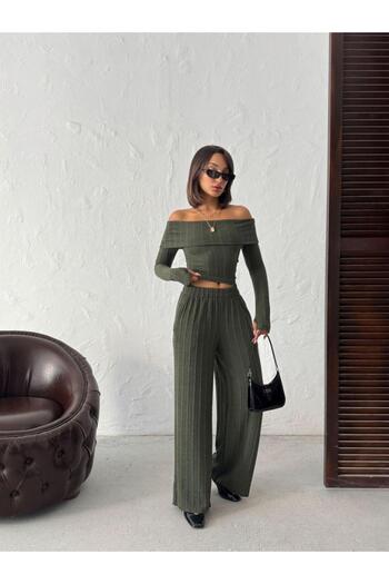 Jeevee Ribbed Madonna Collar Double Suit with Finger Loops