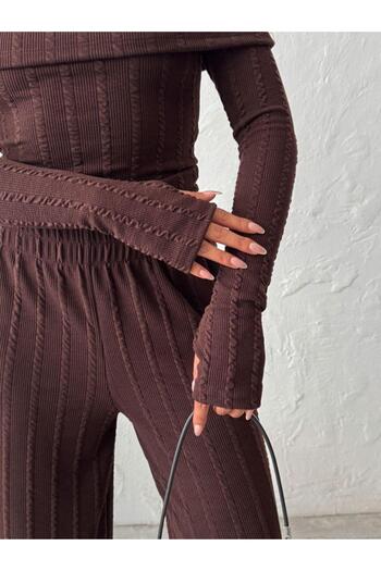 Jeevee Ribbed Madonna Collar Double Suit with Finger Loops