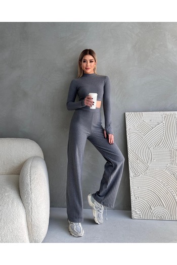 Rabi Shine Women's Cotton Finger-Through Crop Two-Piece Set