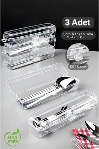 EVİMDM 3 Pieces of Spoon Holder Storage Container - Spoon Fork Carrying Container Multi-Purpose Organizer