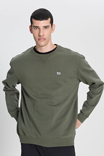 Lee Ανδρικό φούτερ Regular Fit 100% βαμβακερό χακί L81Irya61