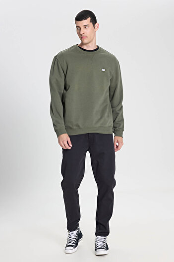 Lee Ανδρικό φούτερ Regular Fit 100% βαμβακερό χακί L81Irya61